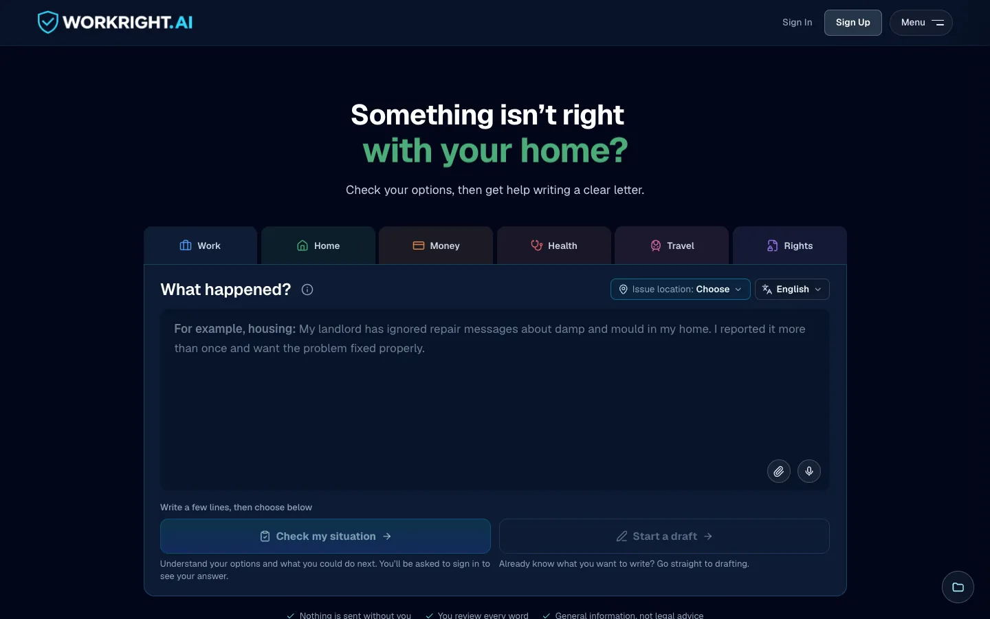 The WorkRight.AI home page